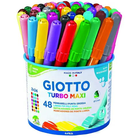 Pennarelli Turbo Maxi Color Giotto – Barattolo 48 Pennarelli in 24 Colori