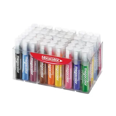 Pennarelli Megacolor Fibracolor – 50 Pennarelli in 10 Colori - Doppio Tratto 2-12 mm