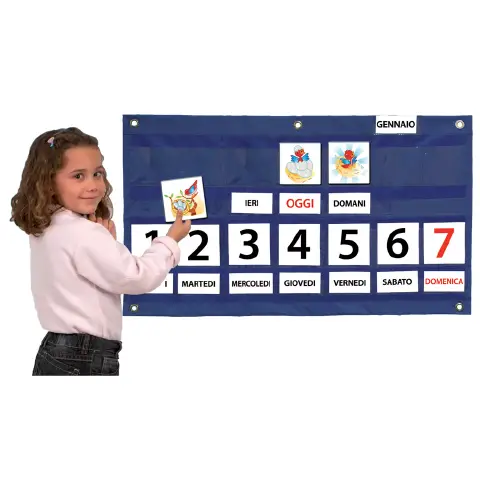 Calendario Settimanale, Prima Adesso Dopo, Pannello con Tasche Trasparenti