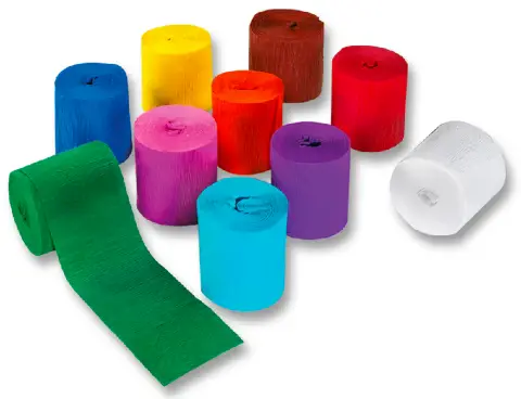 Carta Crespa a Nastro • 10 roroli cm.5x10mt In 10 colori