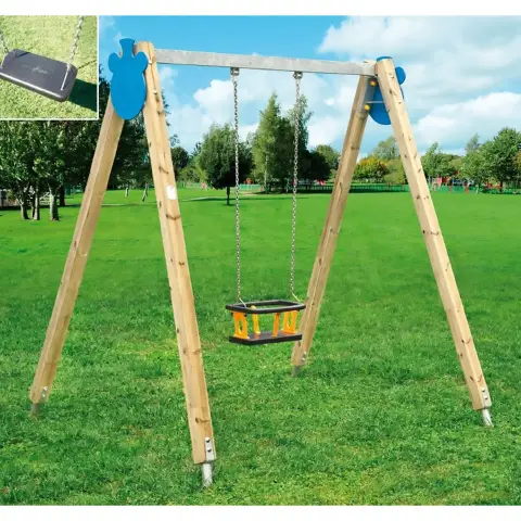 Wooden Swing 1 Seater Cage Seat