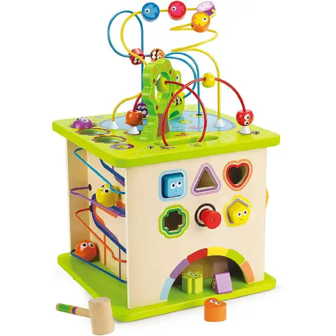 Cubo Gioco Multiattività Con Animali Forme Labirinti... In Legno