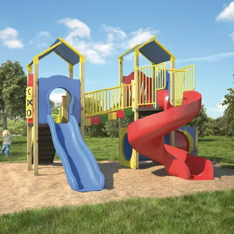 Playground For Playgrounds Castle With Helical Slide And Wave