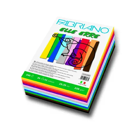 Fabriano Elle Erre Maxipack 25x35cm 240 Colored Cardstock In 12 Colors