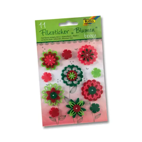 Red Adhesive Felt Flowers 11 pcs.