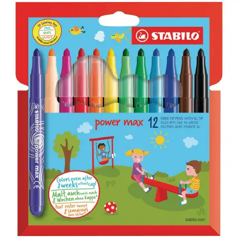 Stabilo Power Max Markers - 12 Colors