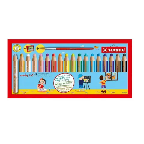 Stabilo Woody 3-in-1 18 Colored Crayons