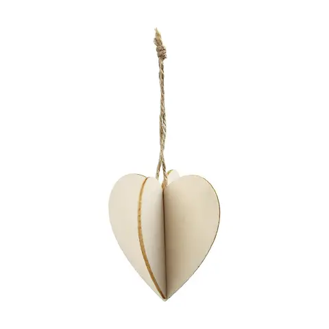 Appendibile Cuore 3D in Legno da Decorare 7,5 cm - 3 Pezzi
