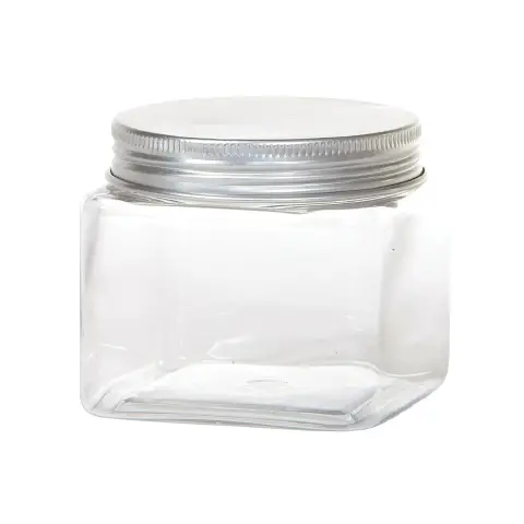 Barattolo Quadrato In Plastica Con Tappo In Metallo Cm.7x6 H - 6 Pz. - confezione 6 pz