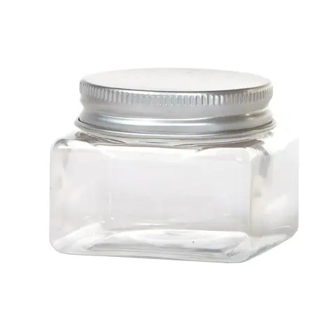 Barattolo Quadrato in Plastica con Tappo in Metallo cm. 5x4 H 6 Pezzi - confezione 6 pz