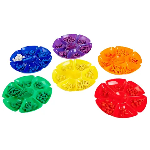 Colored Flower Trays for Grading 6 Pieces