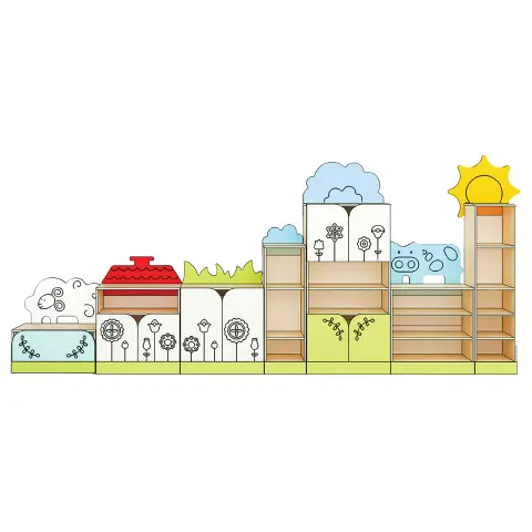 Arredo Scuola dell'Infanzia Fattoria Set 1: Struttura Multifunzione Arredo Completo