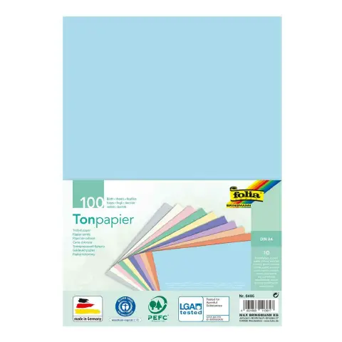 Cartoncino Leggero Premium Cm 21x30 - 100 Fogli In 10 Colori Pastello