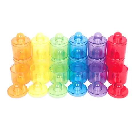 Barattolini in Plastica Traslucente, 18 Pezzi Colori Assortiti