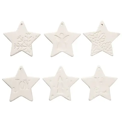 White Terracotta Stars 6 Pieces