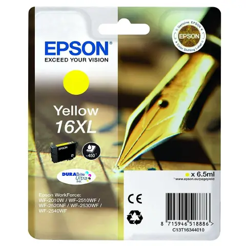 CARTUCCIA A PIGMENTI GIALLO EPSON DURABRITE ULTRA, SERIE 16XL/PENNA E CRUCIVERBA, WORKFORCE WF-2010W