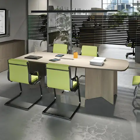 Tavolo Riunione Kamos cm. 230 con Base a Stella, Finitura Olmo- Conforme CAM