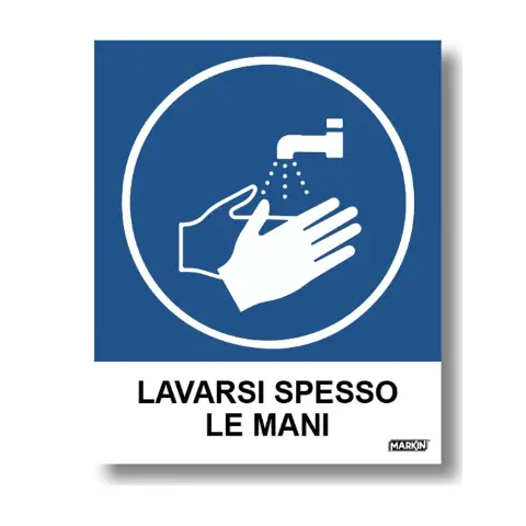 Cartello Adesivo Lavare Spesso le Mani 2 Pezzi