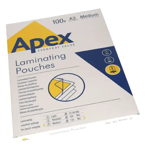 Pouches Plastification Apex A3 Thickness 125 Microns 100 Pieces