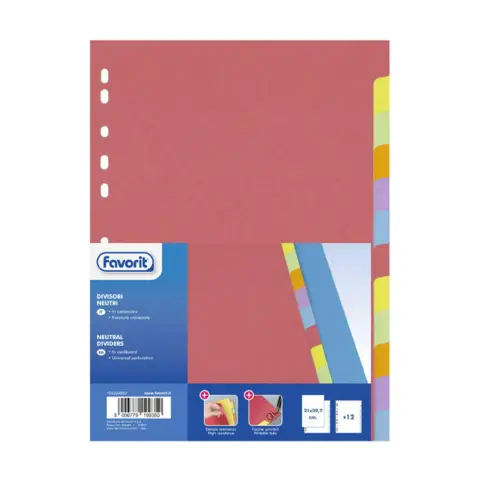A4 Intercalars in 12-Key Colored Cardboard