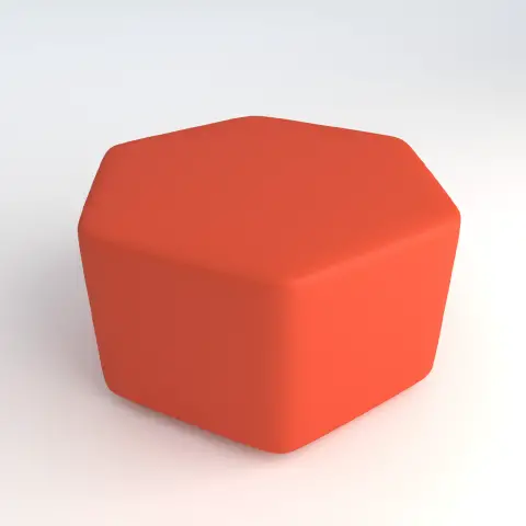 Flame Retardant Faux Leather Hexagonal Ottoman H 40 Orange For Innovative School Environments