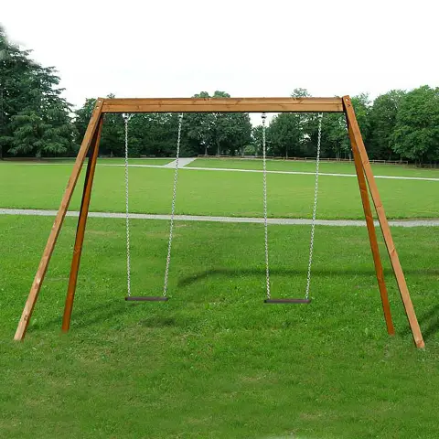 EN 1176 Certified Wooden Swing with 2 Flat Seats