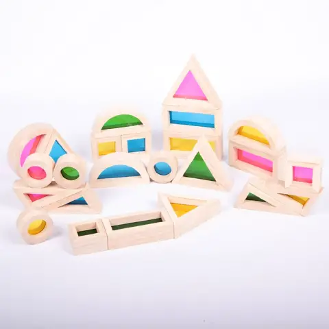 Rainbow Block Set – Blocchi in Legno Traslucidi - 24 Pezzi