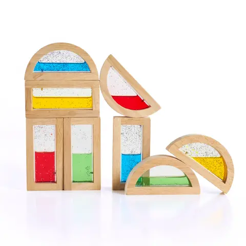 Blocchi di Legno con Acqua Glitterata – 8 Pezzi