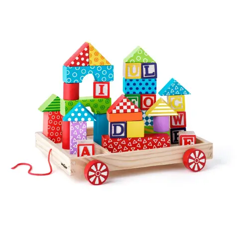 Colored Wooden Blocks With Cart