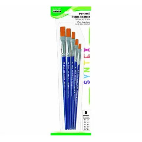 Pennelli In Setola Sintetica Syntex Punta Piatta Misura - Set 5 Pennelli In 5 Misure n.2-4-6-8-10