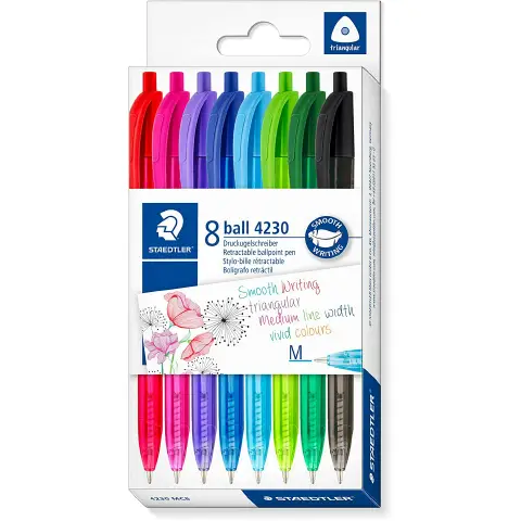 Penne Sfera A Scatto Colorate Ball 4230 - Astuccio 8 Colori Tratto M