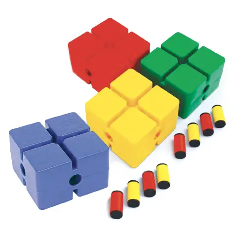 Blocks Path Square Bricks Set 4 Colors with 8 Connectors