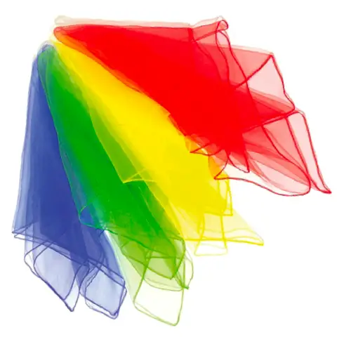 Foulard Colorati per Giochi Motori e Ginnastica Ritmica 4 Colori - confezione 3 pz