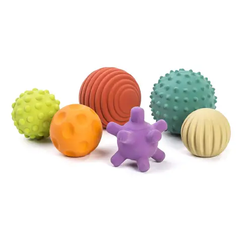 Palline Sensoriali in Gomma Naturale – 6 Pezzi