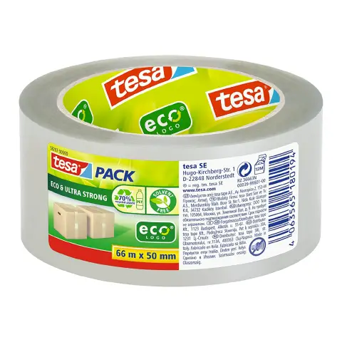 Tesa Pack Eco & Ultra Strong Transparent Adhesive Tape Mt 66x55 Mm