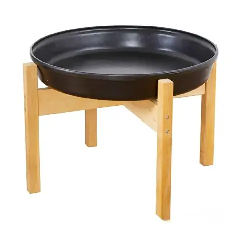 Supporto Per Vassoio Jumbo Circolare, In Legno Da Esterno, Altezza 50 cm.