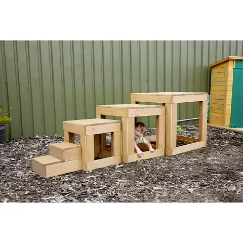 Cubi Giganti In Legno con Scaletta, Set 3 Pezzi Impilabili