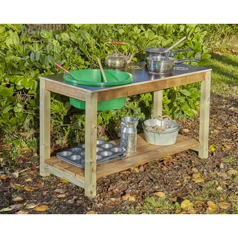 Cucina Gioco in Legno da Esterno per Bambini Con Inserto Vasca E Piano Cottura