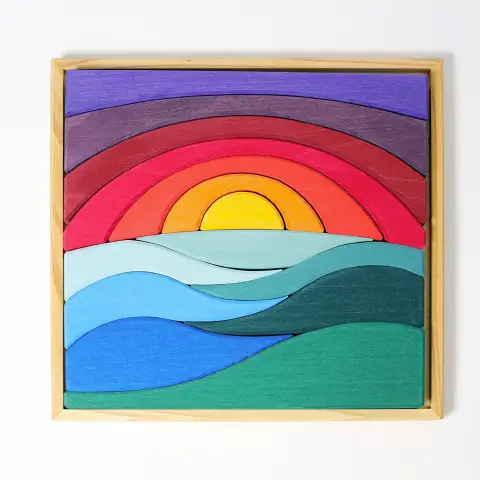 Puzzle Creativo Con Blocchi Di Legno Colorati