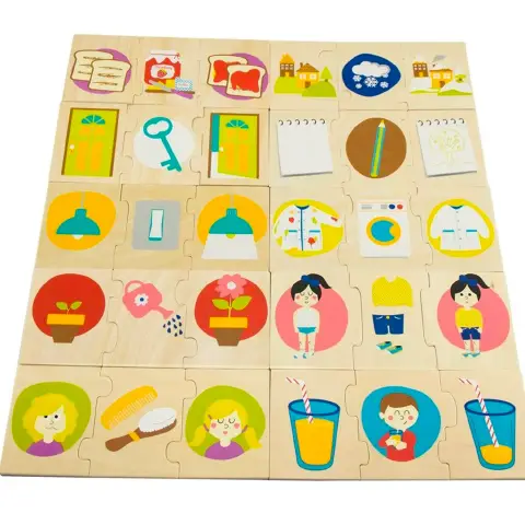 Puzzle Sequenze Temporali, Gioco Educativo in Legno, 30 Tessere