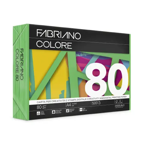 Carta Per Fotocopie Fabriano Colore 80 Gr/mq A4 Verde Risma 500 Fogli