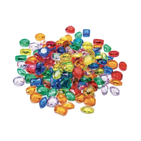Gemme Traslucide Colorate – 144 pezzi in 6 Forme e Colori