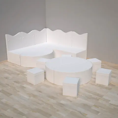 Composizione Modulare di Pouf Bianchi per Stanze Sensoriali, Set Intermedio