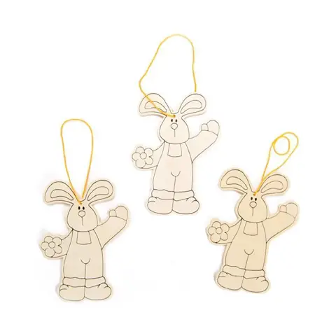 Wooden Hanging Bunnies to Decorate 11cm. 3 Pieces