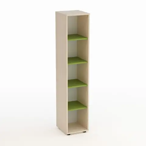 Mobile Kubò Betulla Colonna 5 Vani 180 Cm. Ripiani Verde Kiwi - Conforme CAM