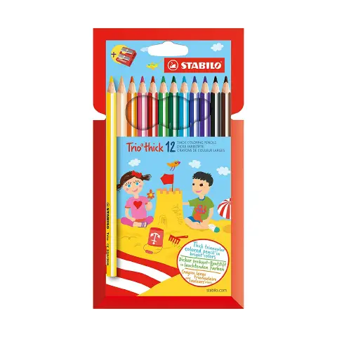 Stabilo Trio Maxi Crayons Cf 12Pcs with Sharpener