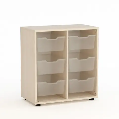 Mobile Scuola Kubò Betulla con 6 Tiretti Alti Altezza 75 cm. - Conforme CAM