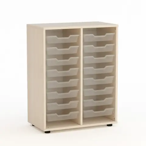 Mobile Scuola Kubò Betulla con 16 Tiretti Bassi Altezza 90 cm. - Conforme CAM