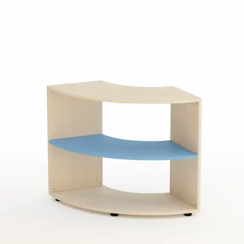 Mobile Scuola Kubò Betulla Curvo Angolare H 75 cm. Ripiani Blu Orizzonte - Conforme CAM