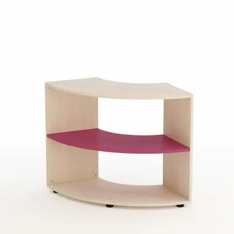 Mobile Scuola Kubò Betulla Curvo Angolare H 75 cm. Ripiani Fucsia - Conforme CAM